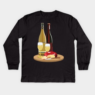 Wine and Cheese Kids Long Sleeve T-Shirt